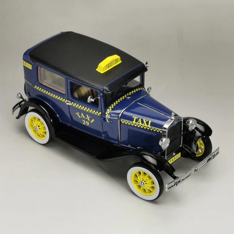 Diecast 1/18 Scale 1931 Ford A Tudor Taxi 6107 Simulation Alloy Car Model Display Collectible Gift Toy Souvenir Decration