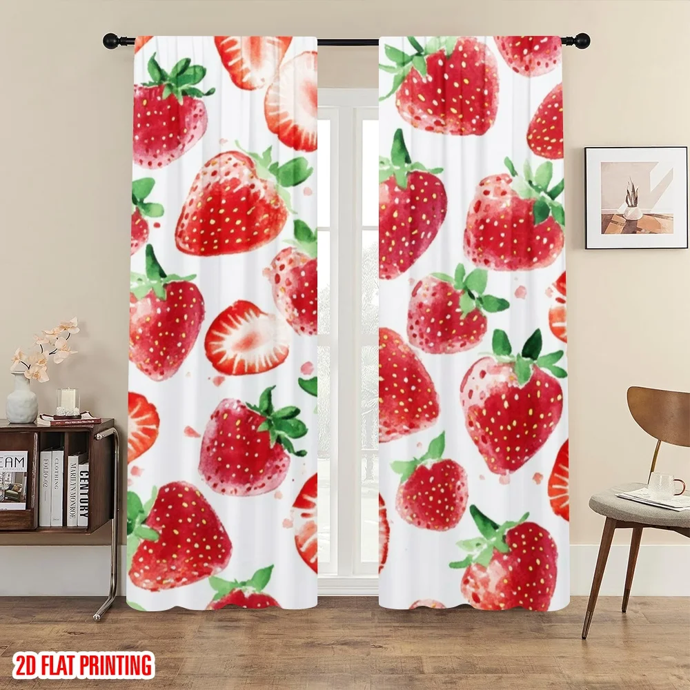 2 cortinas con estampado de aviones 2D Berry Splash poliéster versátil (sin varilla) Ldeal festivo para dormitorio, sala de estar, oficina