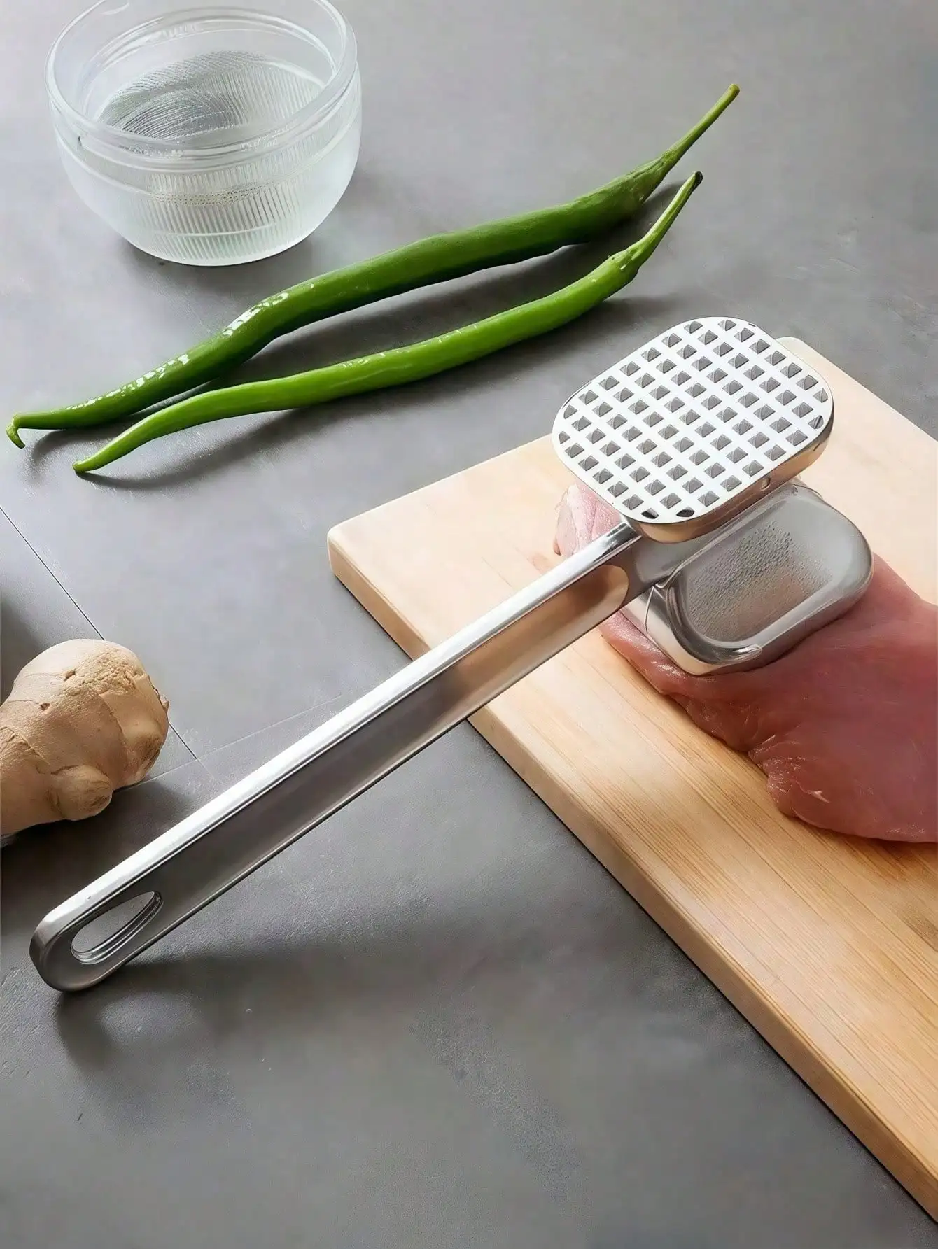 Dual Sided Stainless Steel Meat Tenderizer Mallet Meat Hammer For Steak Beef Pork Chicken Kitchen Cooking Tool