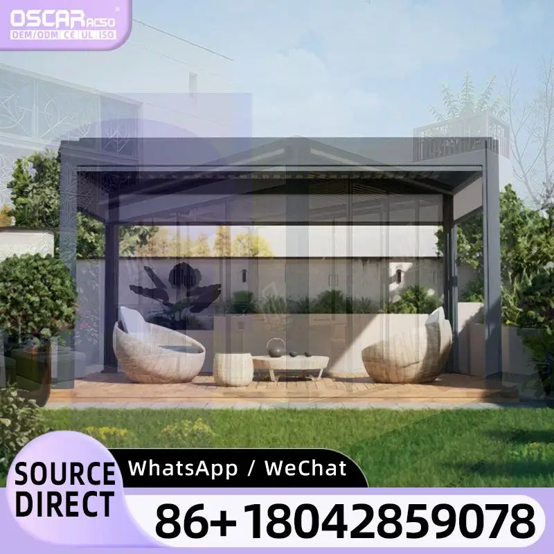 

12x12ft алюминиевый тент, пергола, ручная садовая беседка с порошковым покрытием, уличный солнцезащитный козырек, заводская горячая распродажа с моторизованным опцией pergol