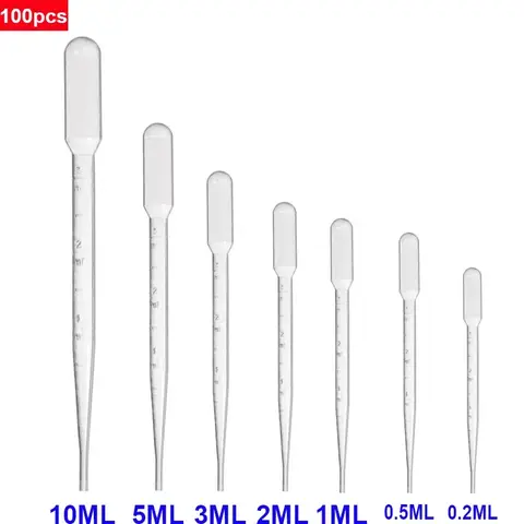 100PCS 0.2 /0.5 /1 /2 /3 /5 /10mL 실험실 피펫 플라스틱 일회용 졸업 용기 액체 Dropper 장비 밀짚