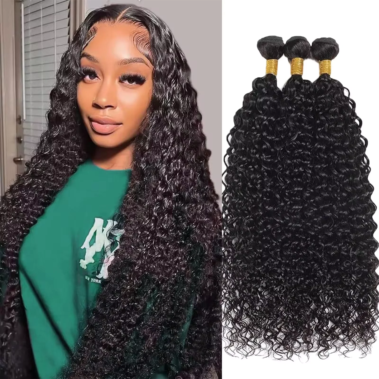 Paquetes de cabello indio crudo para mujeres negras, extensiones de cabello humano rizado, onda profunda suelta, paquete de ondas profundas, 12A