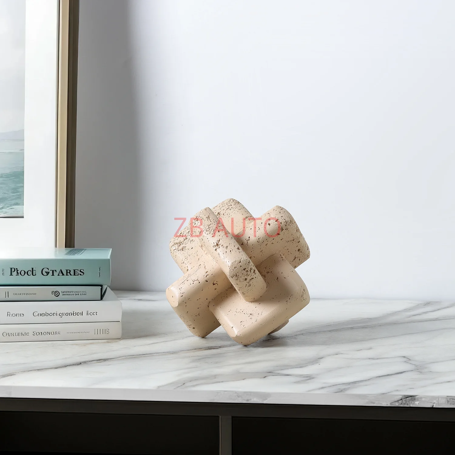 

imitation travertine lock buckle ring Rubik's cube wooden tenon geometric ornaments home model room high-end soft decorations