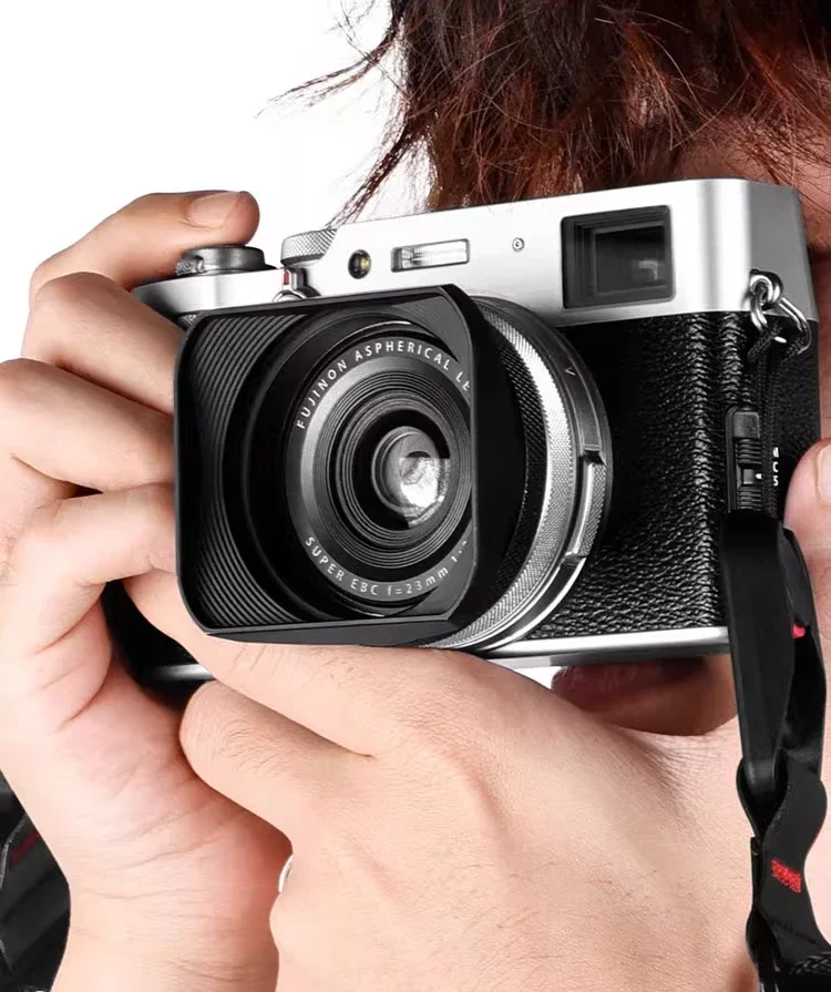 Square X100VI Blendenabdeckung, kompatibel mit Fujifilm X70 X100S X100T X100 X100F X100V Objektivfilter-Adapterring, Metallhalterung – Detail 9