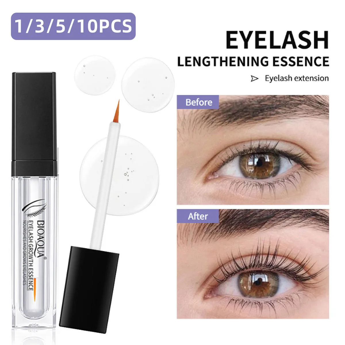 Esencia líquida para el crecimiento de pestañas, fórmula Natural, mejora de eficiencia rápida, rizo largo grueso, nutritivo, regalo de belleza para pestañas
