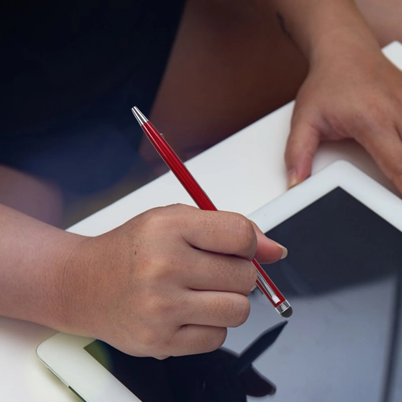 

Capacitive Touch Screen Stylus Pen 2-In-1 Universal For Smartphone Dark Red Smooth Silicone Tip Writing Drawing Tool