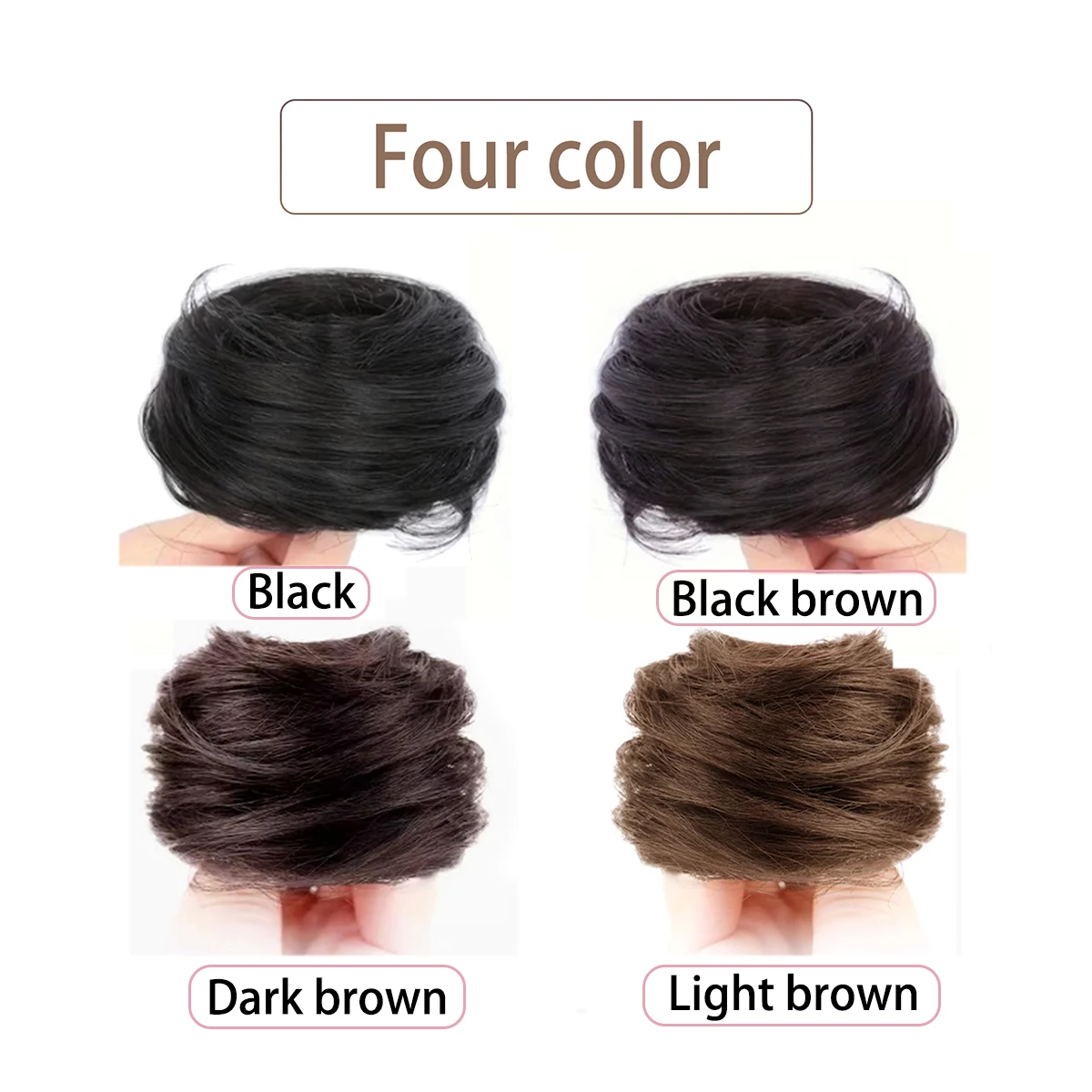 Easy Wear Synthetic Updo Wig Hair Elegant Straight Chignon Bun Hair With Rubber Band Heat Resistant Fiber Messy hair bun