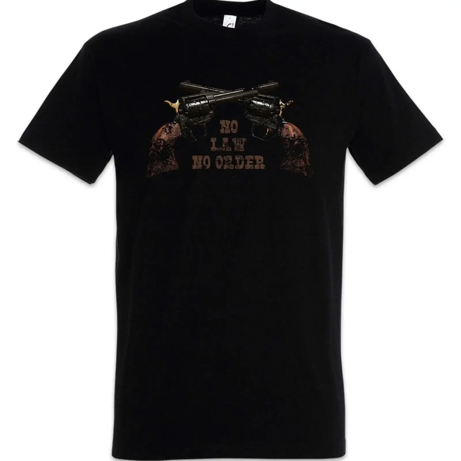 No Law Order T Shirt Cowboy Gunslinger Western Saloon Sheriff Square Dance vintage Washed Unisex Stylish Versatile streetwear