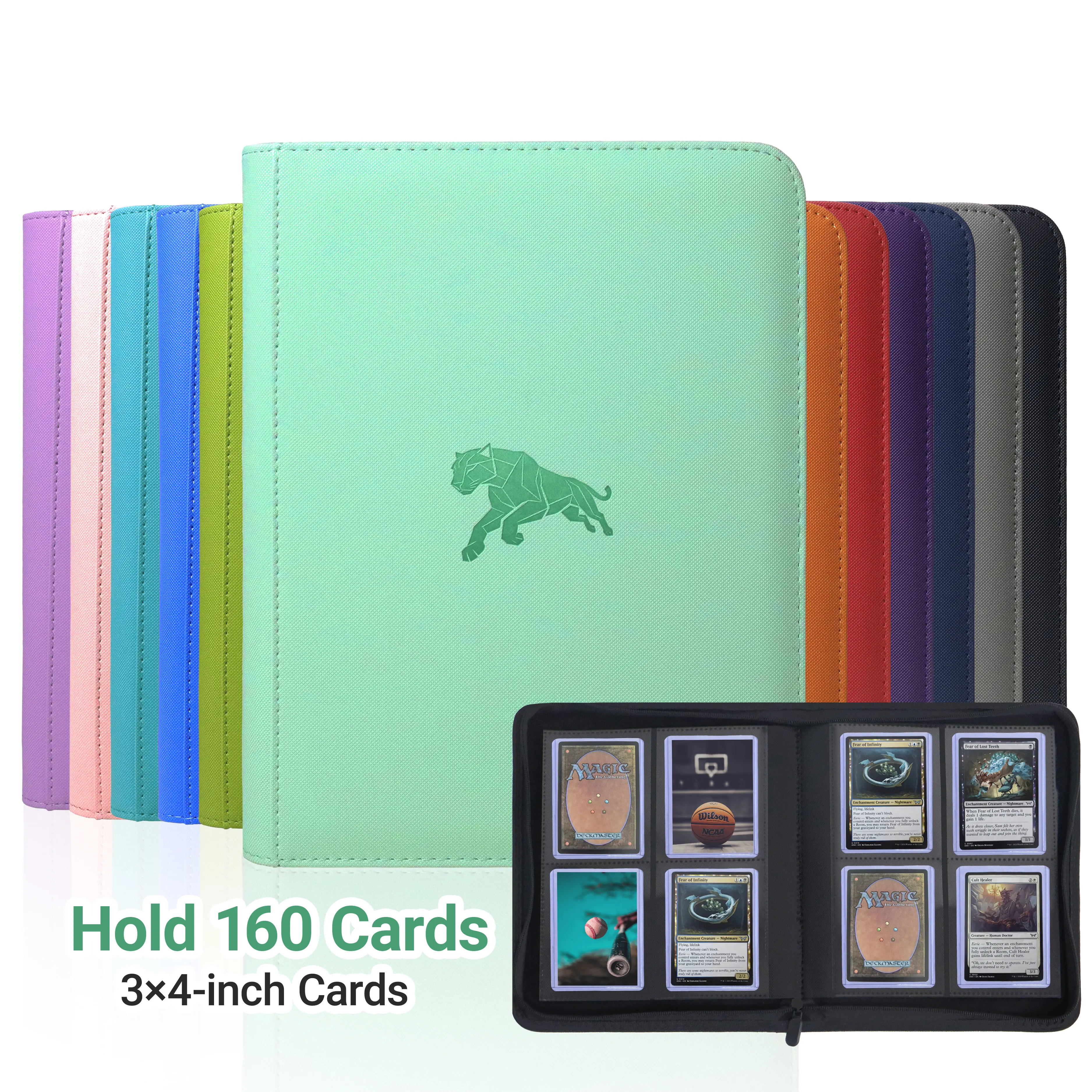 4-Fach Kartenordner, Premium Sammelkarten-Album, 160 Taschen Kartenorganizer für 3' X 4' Standard-Sammelkarten