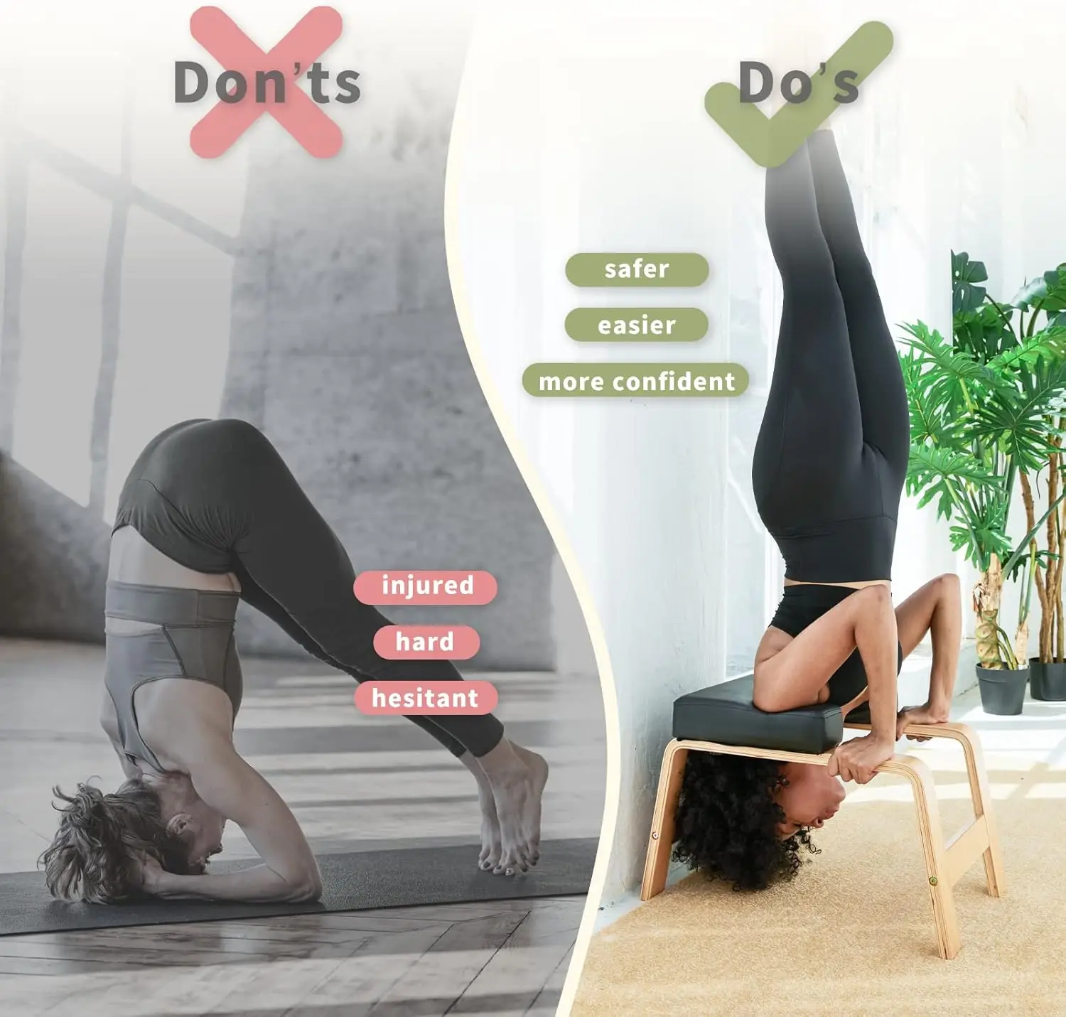 Yoga Headstand Bench for Family and Gym, Made of Wood and PU Pads, Multi - Color, Relieve Fatigue and Build Body