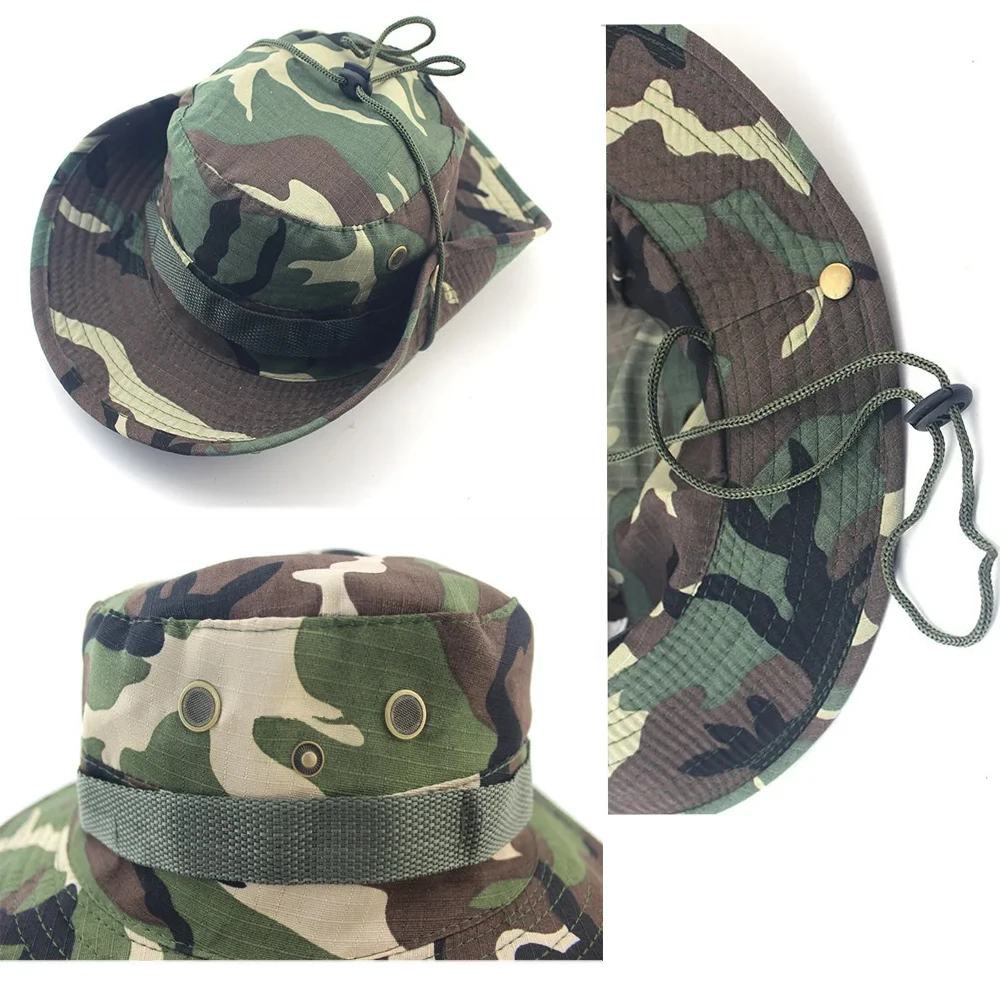 Chapeau de cowboy pour randonnée en plein air, protection solaire, chapeau de pêcheur, chapeau de camping camouflage, chapeau de soleil résistant aux UV, pour hommes et femmes