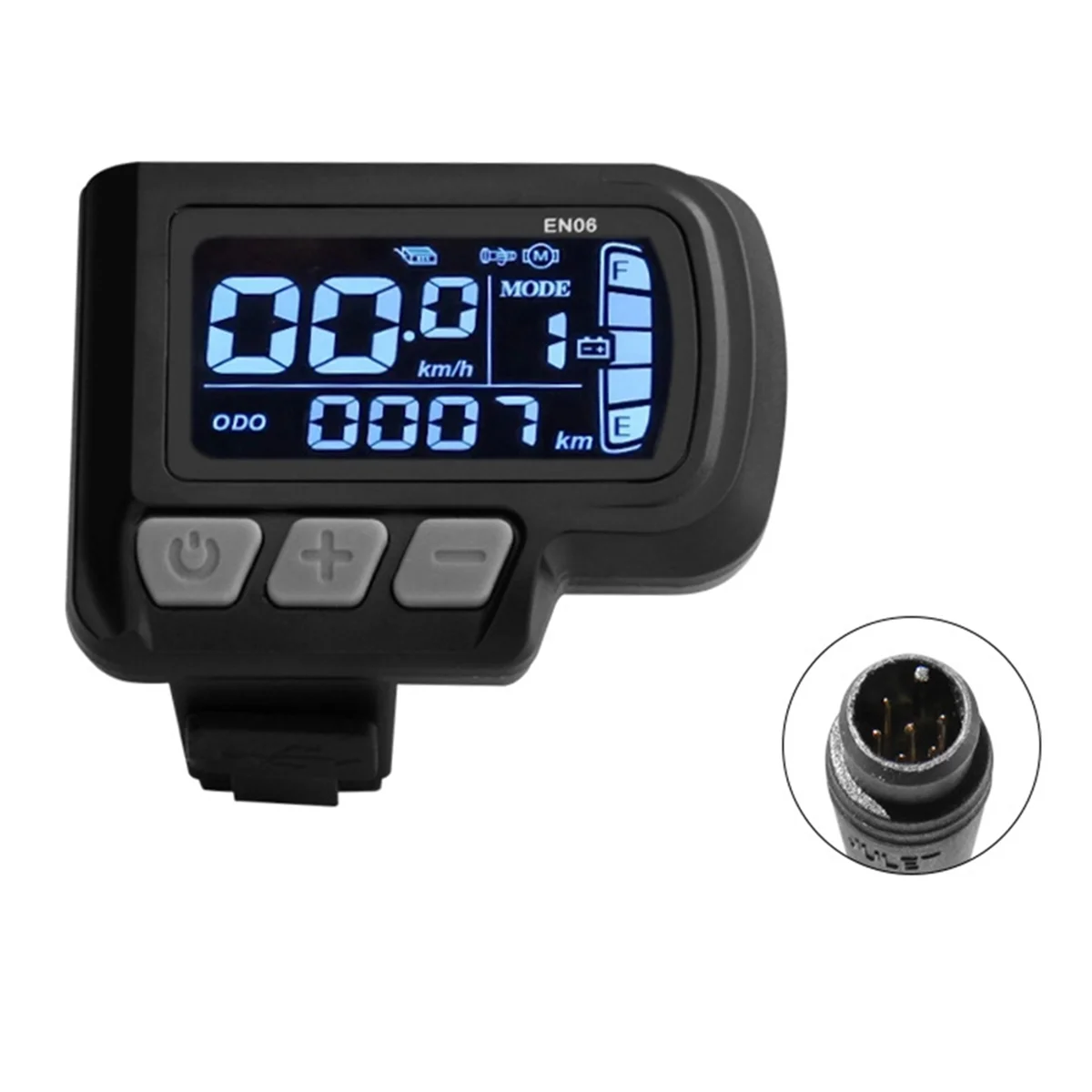 EN06 LCD Bike Display Meter Speedmeter with Light Connector 6pin Waterproof Wire 24V 36V 48V Electric Bike Display Panel