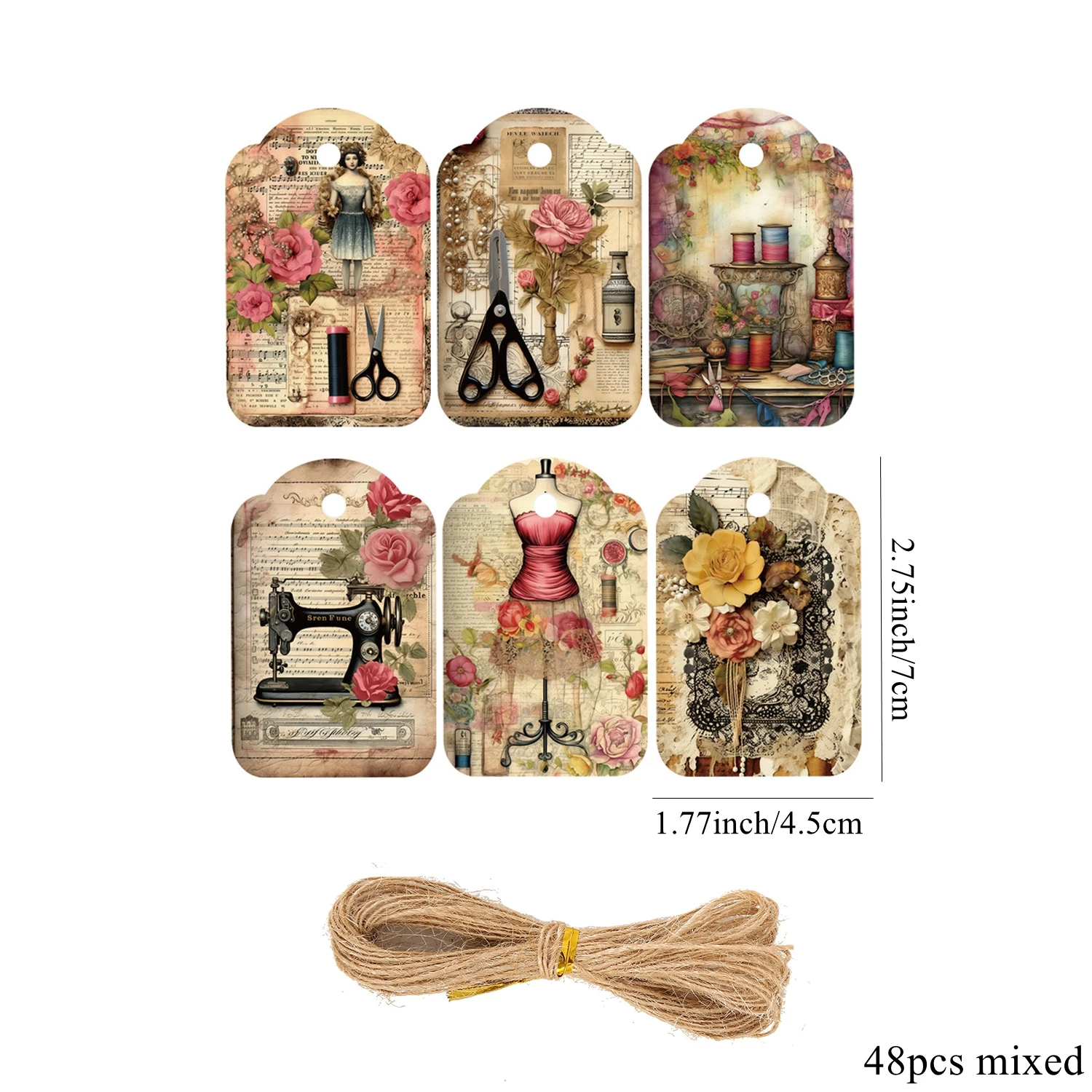 48pcs/set Vintage Sewing Machi - Sewing Label 评论和价格