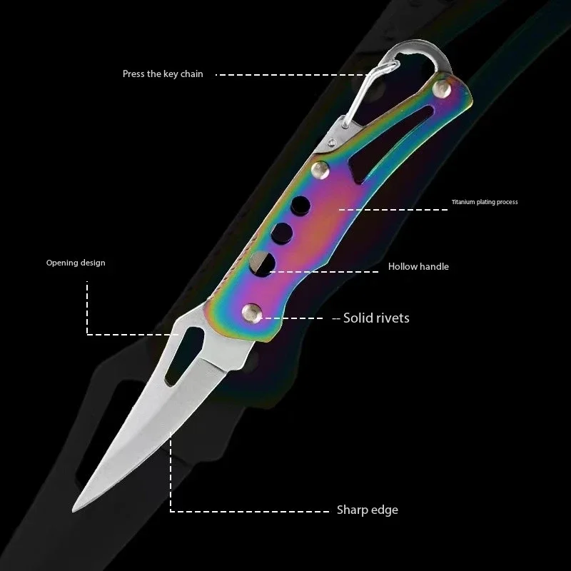 Mini cuchillo plegable de acero inoxidable EDC, Camping al aire libre, pesca, autodefensa, caja abierta portátil, cuchillo plegable de múltiples