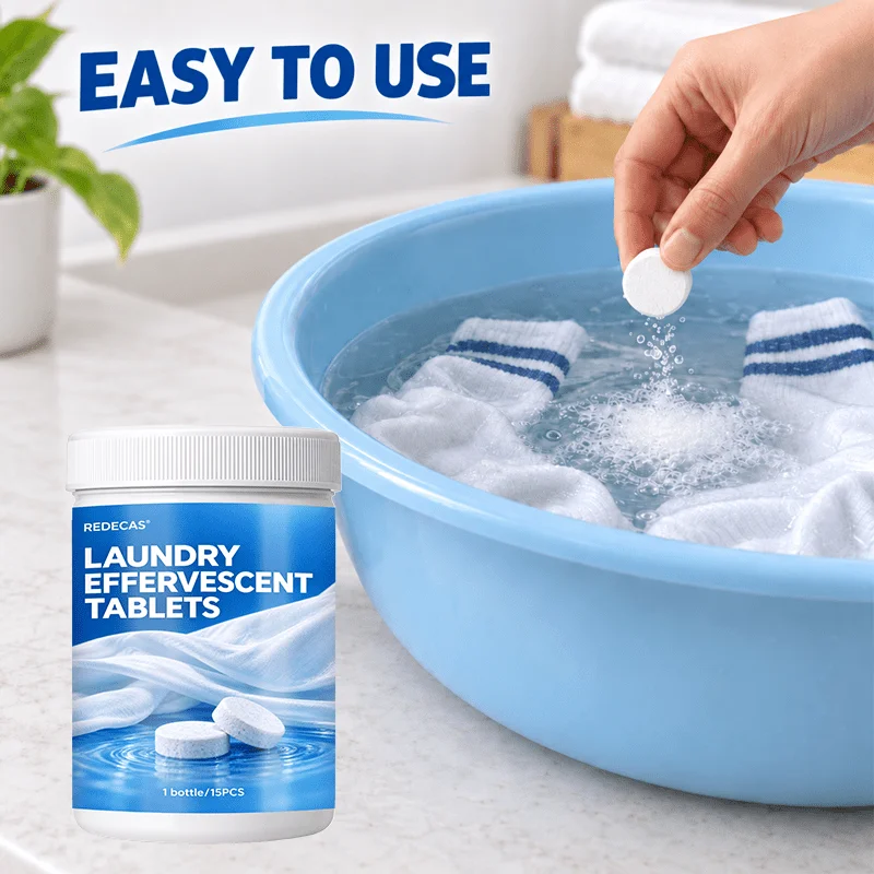 Laundry Cleaning Effervescent Tablets - Removes Stubborn Stains, Yellowing & Odors, Easy Soak, for Socks, Shirts & All Fabrics