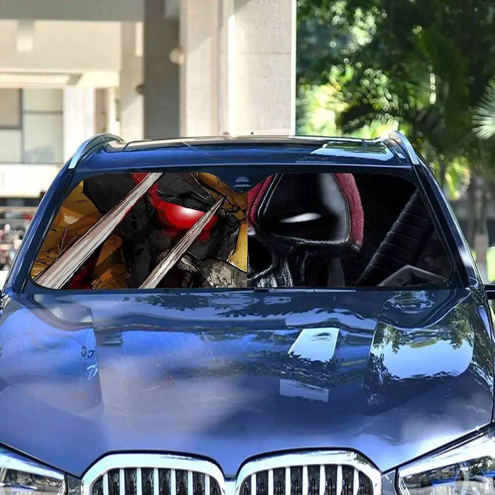 فيلم W-Wolverine سيارة ظلة سيارة الشمس قناع الشمس قناع العالمي الزجاج الأمامي للطي الشمس قناع