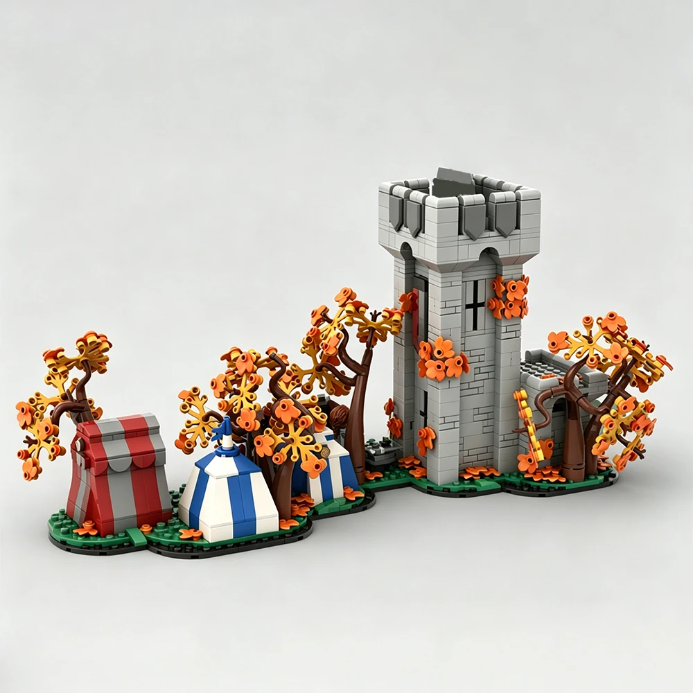 New MOC Medieval Castle Camp Tower Scene Model Building Blocks DIY Modular House Building Assembly Toy Adult Collectible Gift