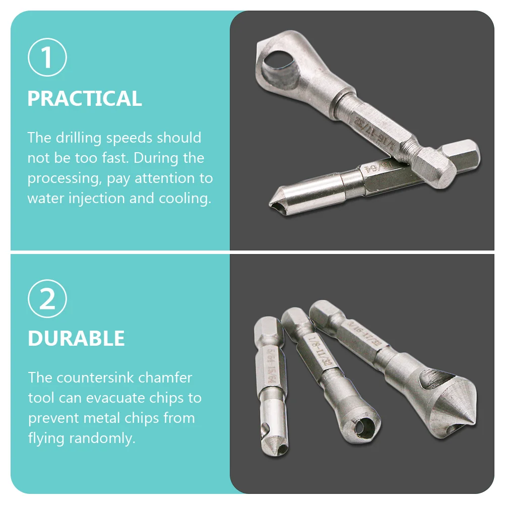 

3 Pcs Chamfering Knife Chamferer Woodworking Drill Bits Steel Countersink Deburring