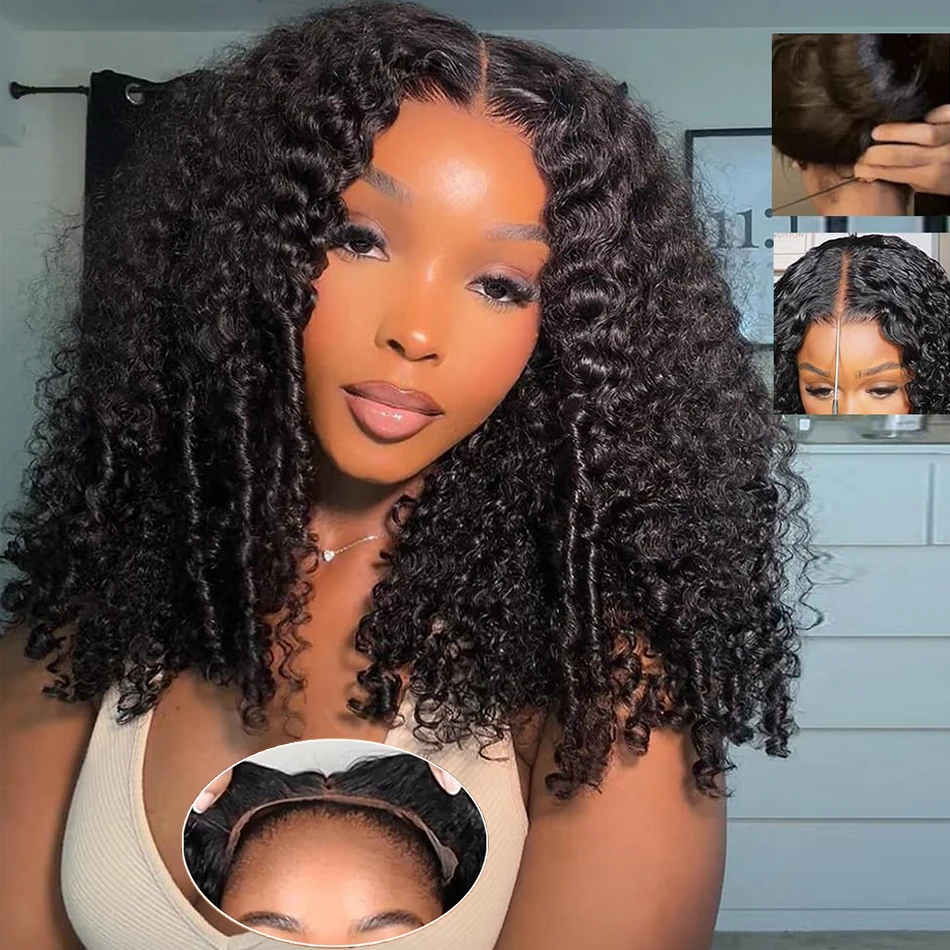 100% Burmese Curly Glueless Lace Closure Wigs Human Hair 250% Density Double Drawn Hair 5x5 HD Lace Front Curly Wigs Black Women
