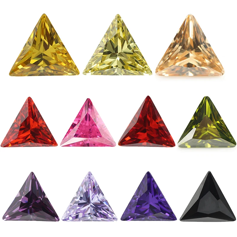 Size 3x3mm~10x10mm Triangle Shape Loose Cubic Zirconia Stone 5A Zircon CZ Synthetic Gemstone For Jewelry