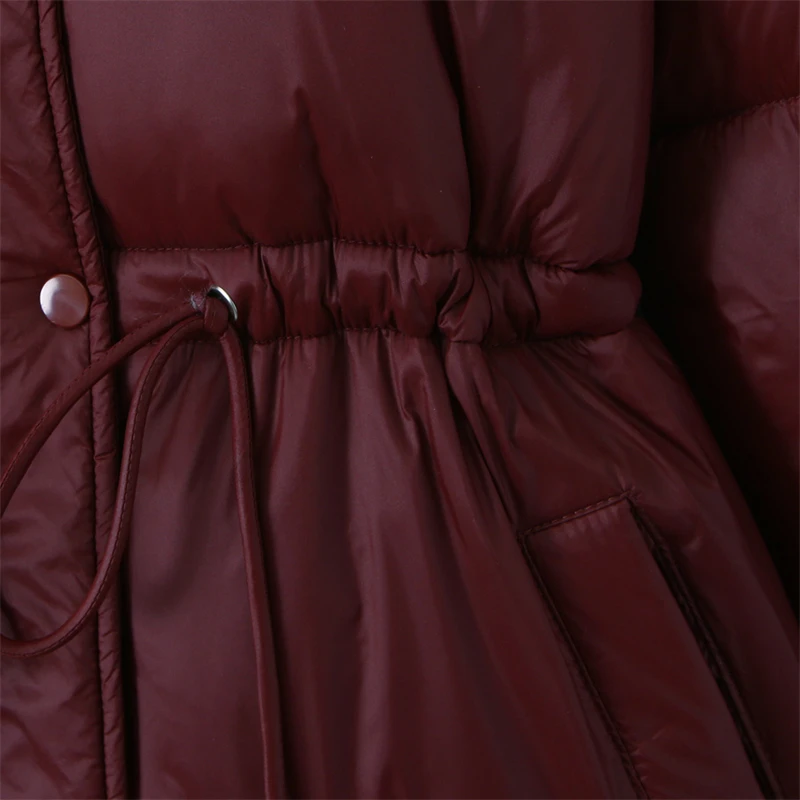 KEYANKETIAN 2025 Winter New Women's Drawstring Hooded Quilted Jacket Coat Leisure Solid color Thick Warm Cotton-Padded Clothes