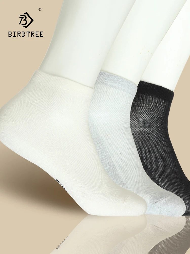 

BirdTree,5PCS Silk Knitted Comfortable Socks Couple Men and Women Sleep Home Boat Socks Postpartum Socks,Gifts P4N413JC