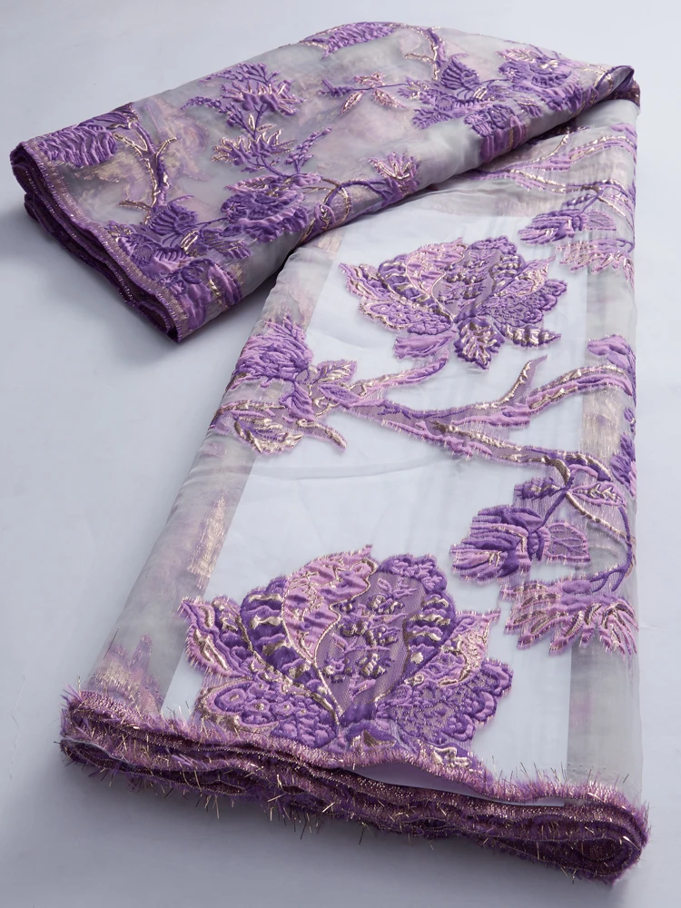 African Gild Jacquard Lace Fabric 2.5Yards Embroidered 2022 French Nigerian Brocade Jacquard Lace Fabric For Women Wedding Party