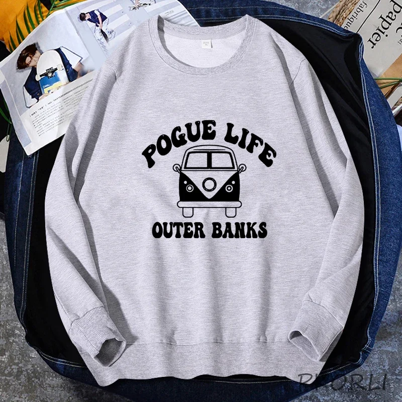 Außen bänke Grafik Hoodie Streetwear Frauen Fleece Pogue Leben Rundhals ausschnitt Sweatshirt Outer banks Merch Obx Kapuze Herbst kleidung