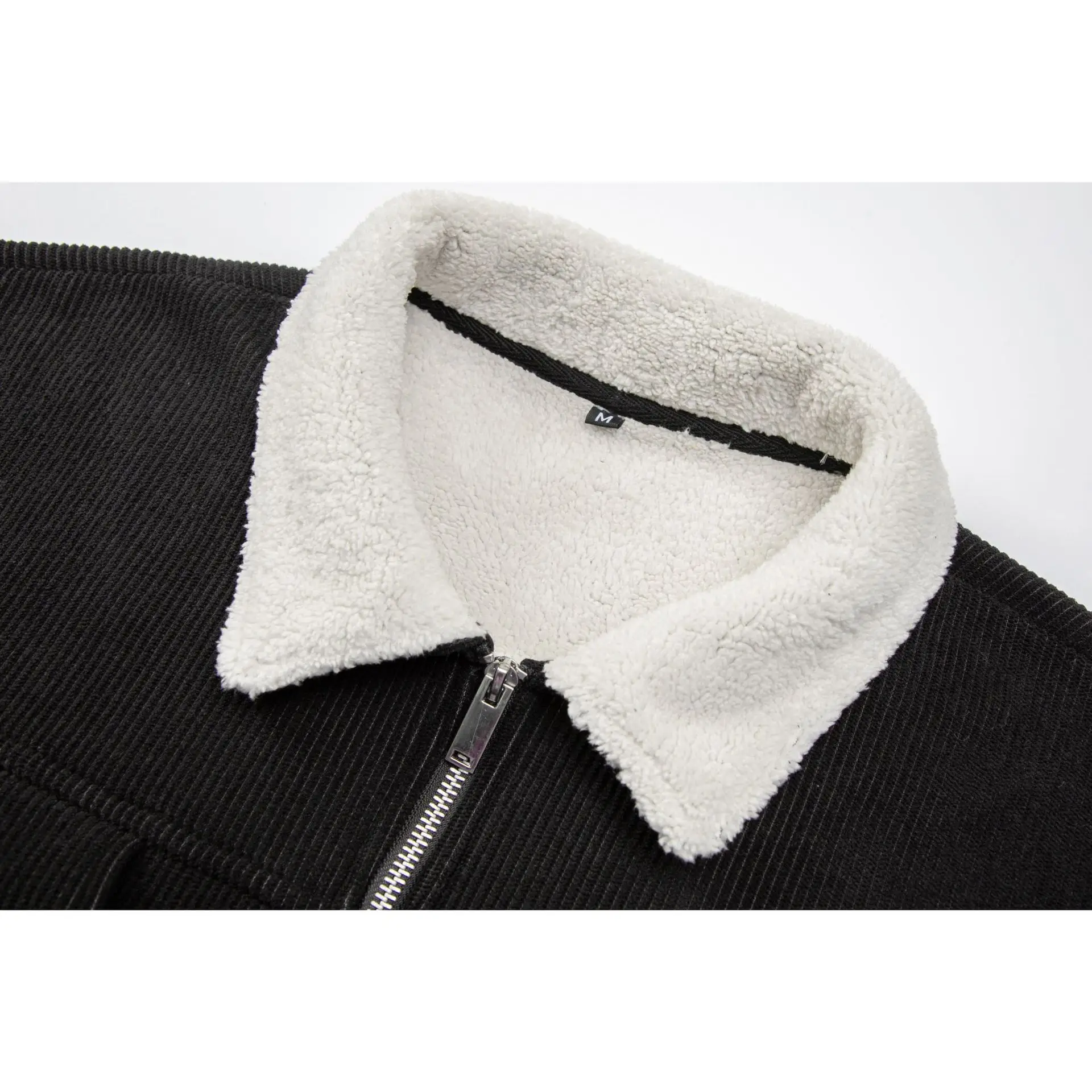 Men's Washed Corduroy Jacket Fleece Lined Cotton-Padded Loose Coat Warm Winter Standard European Size