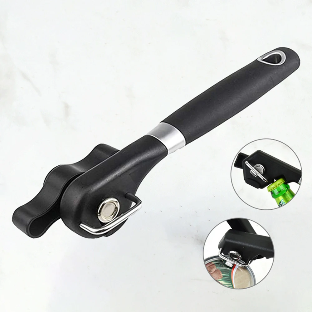 Abrelatas de corte seguro, abridor de latas de borde liso, herramienta de cocina profesional de plástico de mano para tapas de latas, utensilios de cocina