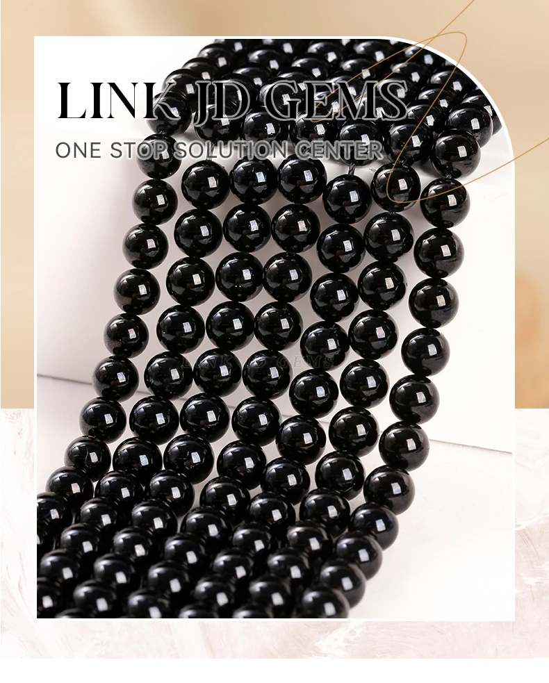 Natürliche Stein Perle Schwarz Turmalin Runde Lose Spacer Edelstein 4 6 8 10 12mm Für Schmuck Machen Diy Armband halskette Zubehör – Detail 2