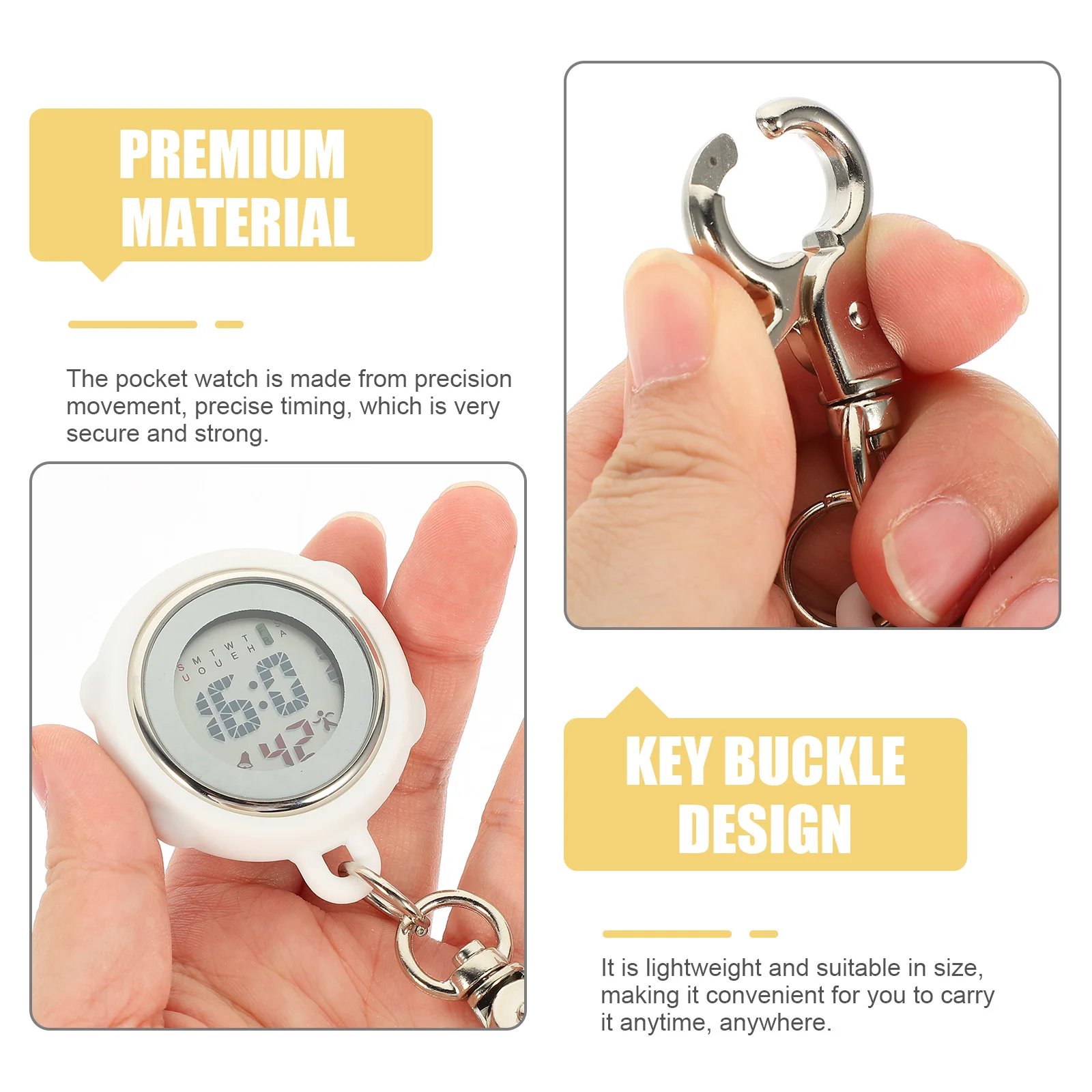 

Digital Electronic Pocket Watch Lightweight Keychain Design For Nurse Hospital Staff Gift Chest Watch Buckle Decor