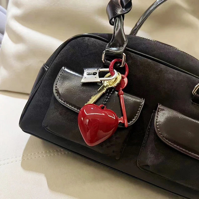 

Винтажный ремешок для ключей с сердечком, брелок для ключей, корейская модная сумка, подвеска, автомобильный держатель для ключей, аксессуары для ключей, сумка, подвесное украшение