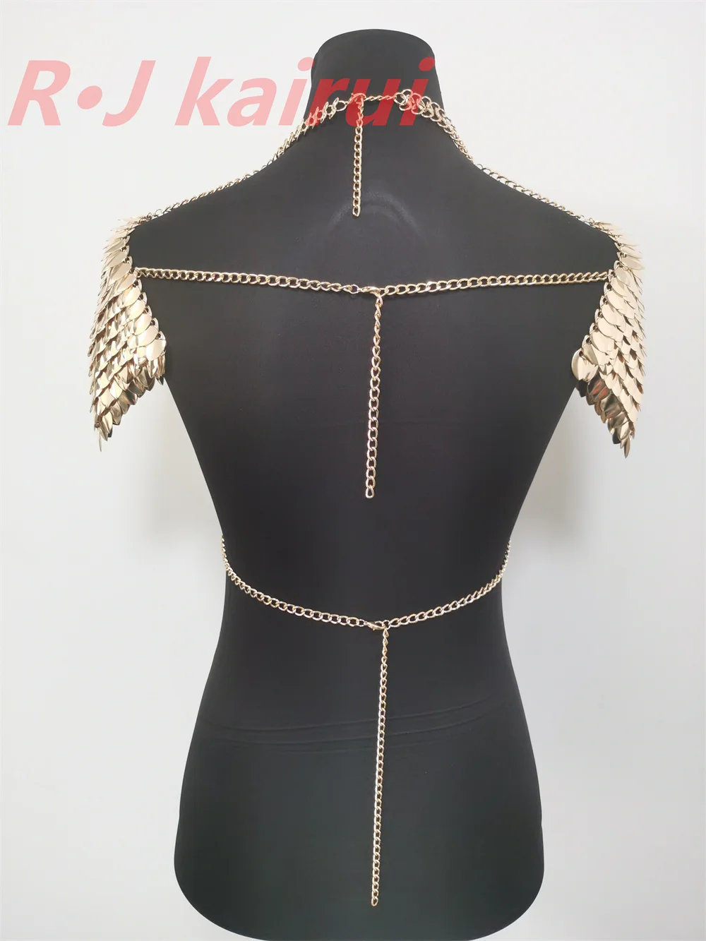 New Fashion RJFS23 Mermaid Fish Scales Shoulder Bra Chains Layers Chainmail Dragon Scale Shoulder Bra Jewelry 2 Colors