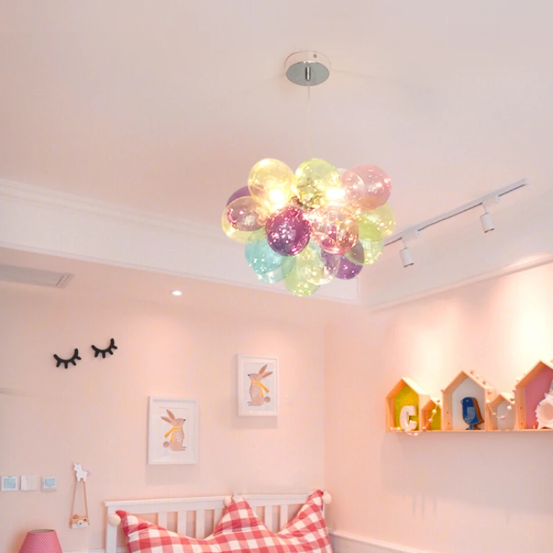 

Post-modern Colorful Glass Ball Chandeliers for Living Bedroom Pendant Lamp Hanging Lighting