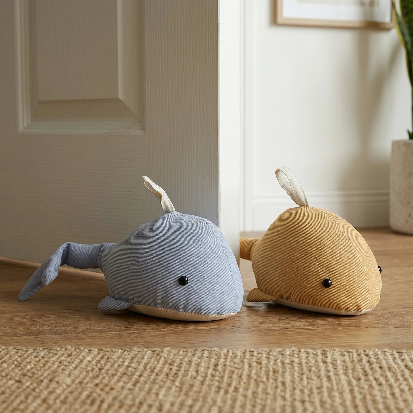 Cute Whale Door Stopper, Linen Sand Filled Doorstop for Home Bedroom Windproof Anti-Collision Floor Ornament
