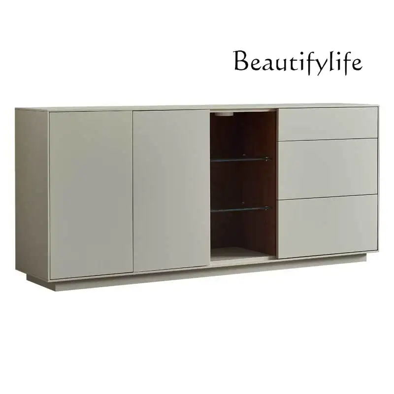 

American Light Luxury Living Room Meal Side Wine Cabinet Modern Simple Integrated Wall Solid Wood Tea Locker