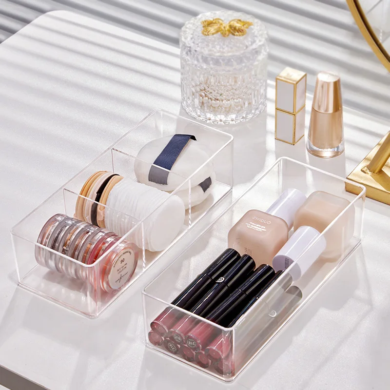 Acrylic Box Makeup Organizer Box Desk Drawer Organizer For Makeup Cosmetic Storage Box Clear Storage Organizer Boxes Compartment
