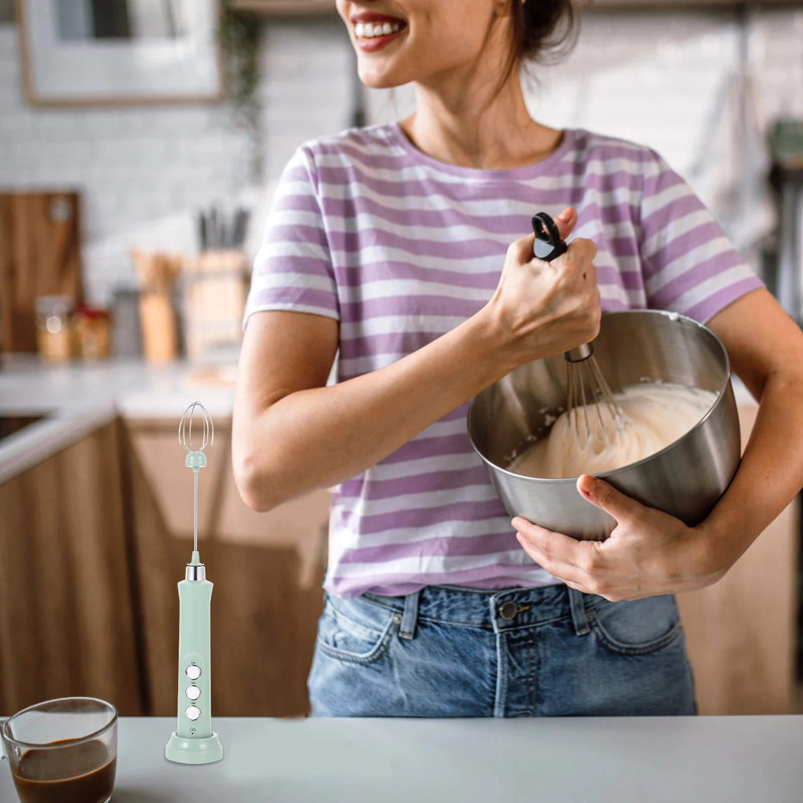 

Portable Mini Electric Egg Beater Hand Mixer Black Rechargeable Milk Frother Coffee Whisk Stirrer Handheld Blender
