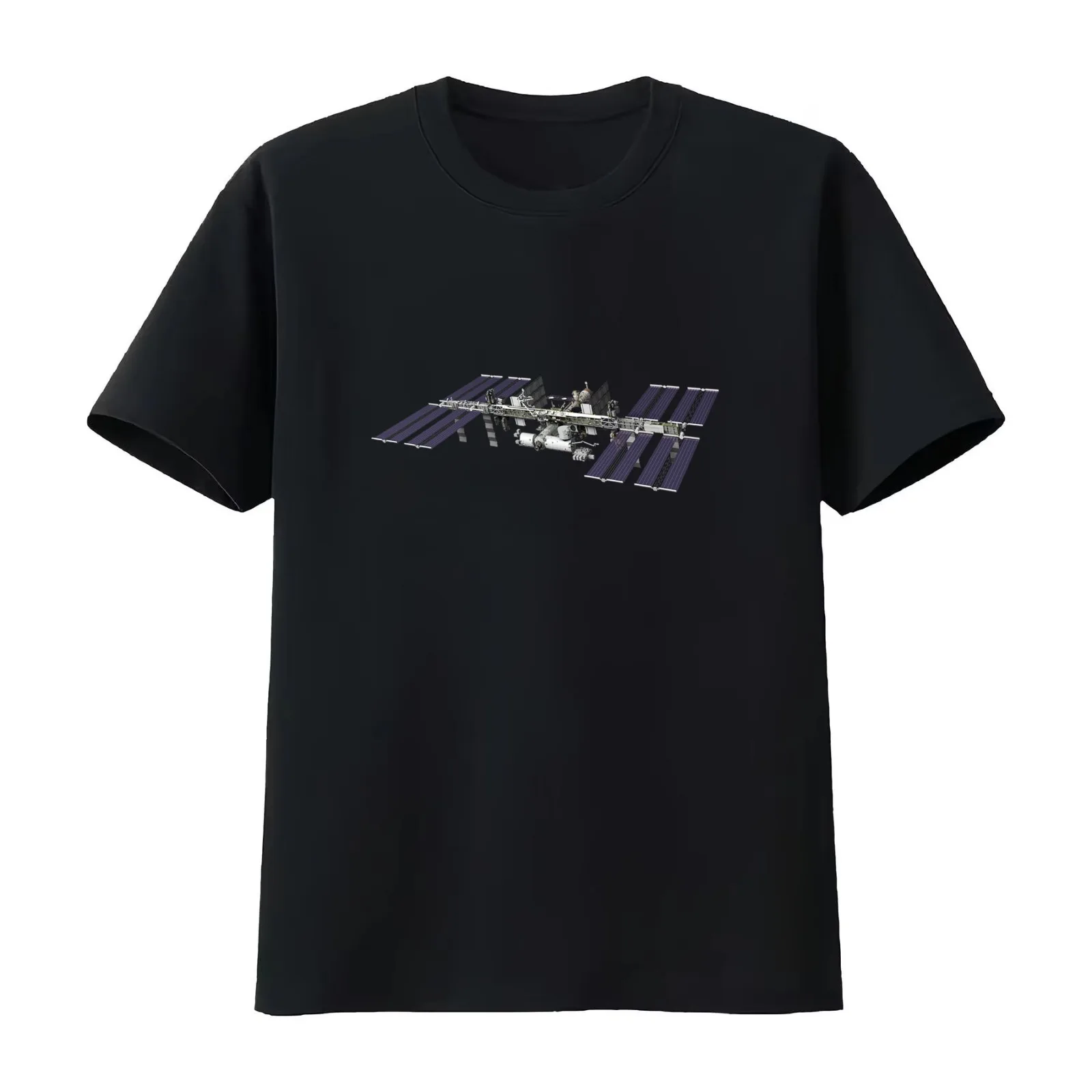 International Space Station T-Shirt Summer Casual Cotton Tee Oversized Streetwear Tops Vintage Graphic Print 100% Cotton