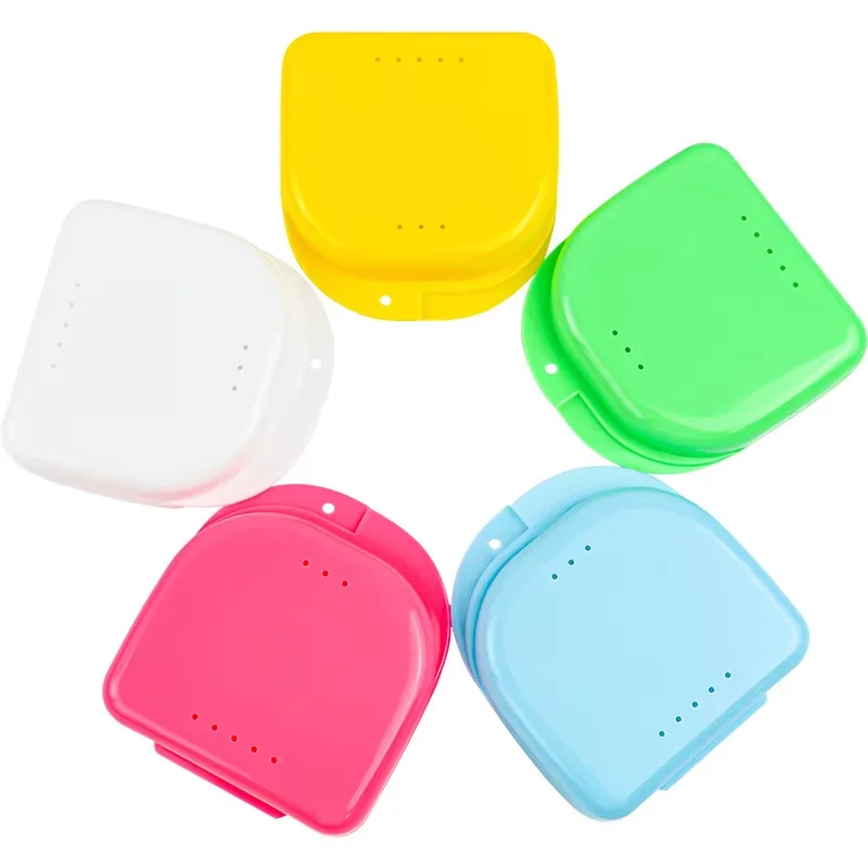 50Pcs Denture Storage Cases Orthodontic Retainer Partial Denture Container Boxes for Dental Prosthesis Care Protective Case