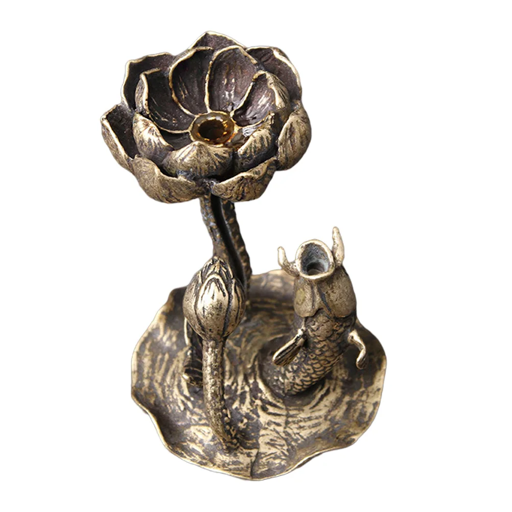 

Brass Lotus Leaf Backflow Incense Burner Decorative Censer Home Office Decor Gift Style Incense