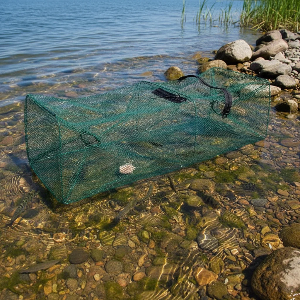 Nasa plegable para camarones – Trampa de pesca con dos entradas