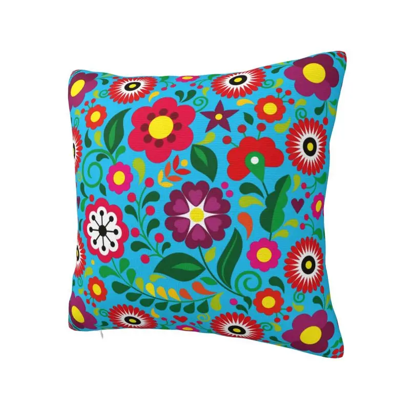 Colourful Floral Mexican Flowers Throw Pillow Covers Home Decorative Cushions Cover For Sofa Car  Square Polyester Pillowcase