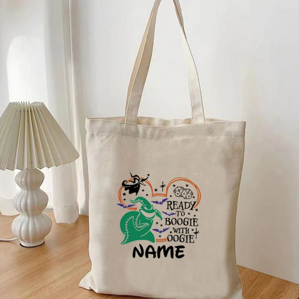 Ready To Boogie With Oogie Tote Bag Name Bag Nightmare Before Christmas Gift Spooky Tote Bag Canvas Tote Bag Oogie Boogie