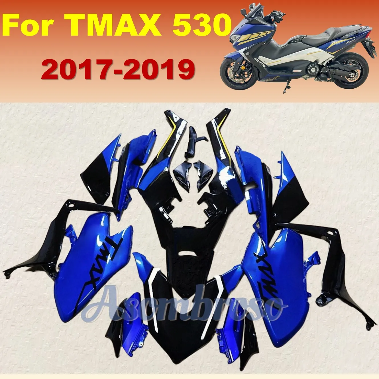 High Quality Fairing kit fit For Yamaha TMAX530 2017 2018 2019 TMAX 530 17 18 19 T-MAX530 blue black colour bodywork