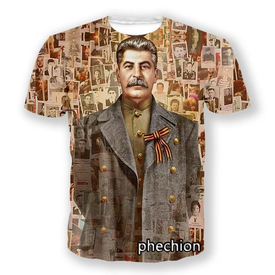 phechion New Fashion Men/Women Joseph Stalin 3D Printed Short Sleeve T-Shirt Casual T Shirt Sport Hip Hop Summer Tops L05