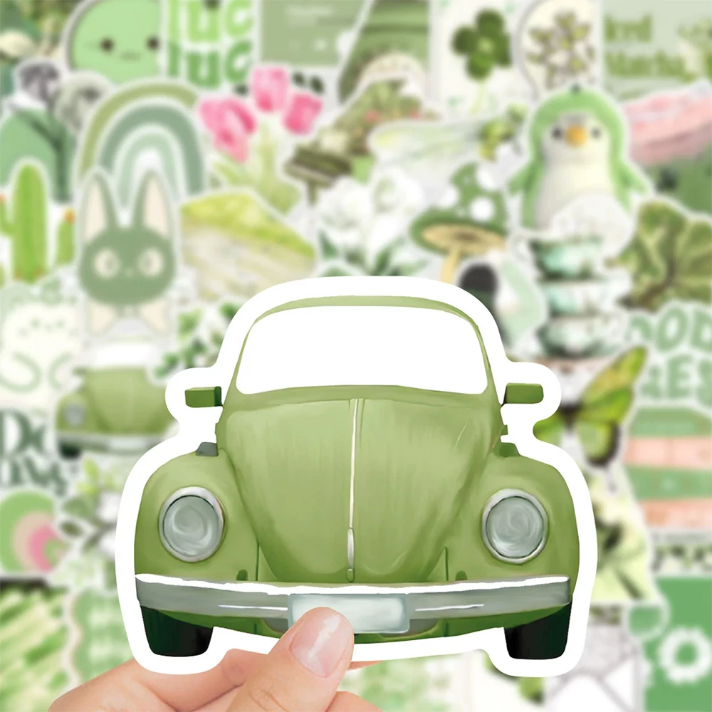 10/30/50 pçs verde vintage dos desenhos animados adesivos estéticos kawaii meninas decalque diy scrapbooking notebook portátil adesivo à prova dwaterproof água presente