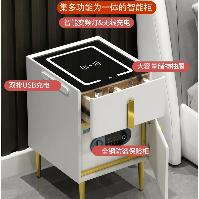 The product can be customized.Intelligent bedside cabinet integrated safe, fingerprint password box, light luxury Bluetooth