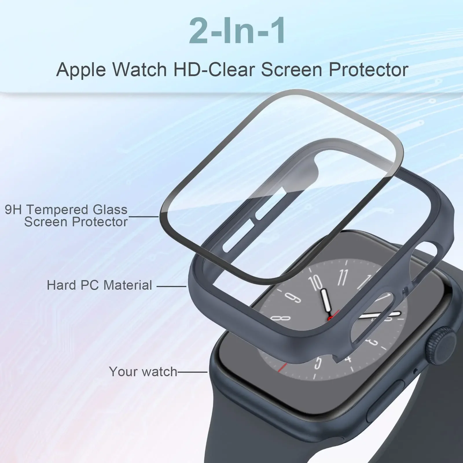 Cover Per Apple Watch Custodia 46mm 42mm 44mm 40mm 41mm 45mm 38mm Protezione schermo in vetro temperato iWatch serie 10 SE 9 8 7 6 5 4